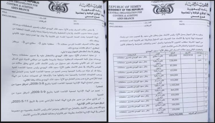 وثائق رسمية تثبت شبكة فساد المقال جبل ردفان وشريكه الهويدي في نهب أراضي الجمعيات التعاونية السكنية لموظفي الدولة بعدن