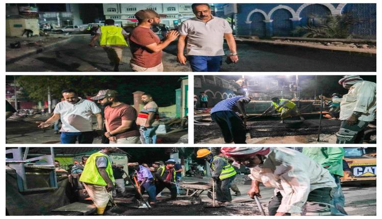 العقربي يطلع على سرير أعمال مشروع سفلتة شارع البلدية بمديرية صيرة